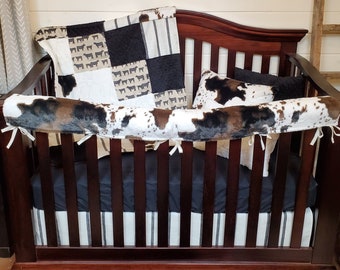 Boy Crib Bedding - Angus and Cow Minky Western Farm Nursery