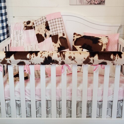Boy Crib Bedding Aztec Cow Nursery Collection Cow Minky Etsy