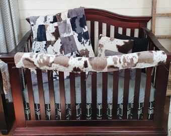 Boy Crib Bedding- Cow Minky Ranch Farm Collection