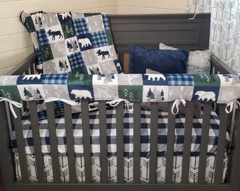 Boy Crib Bedding- Bear, Moose, Deer Woodland Collection