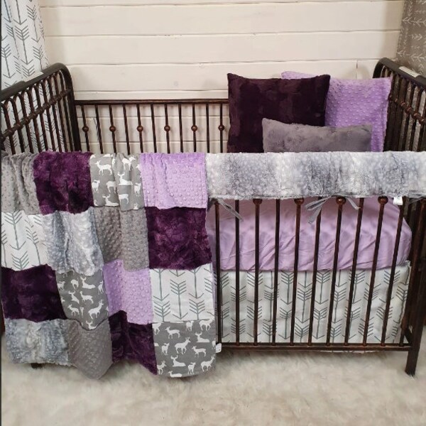 Purple Crib Bedding Etsy