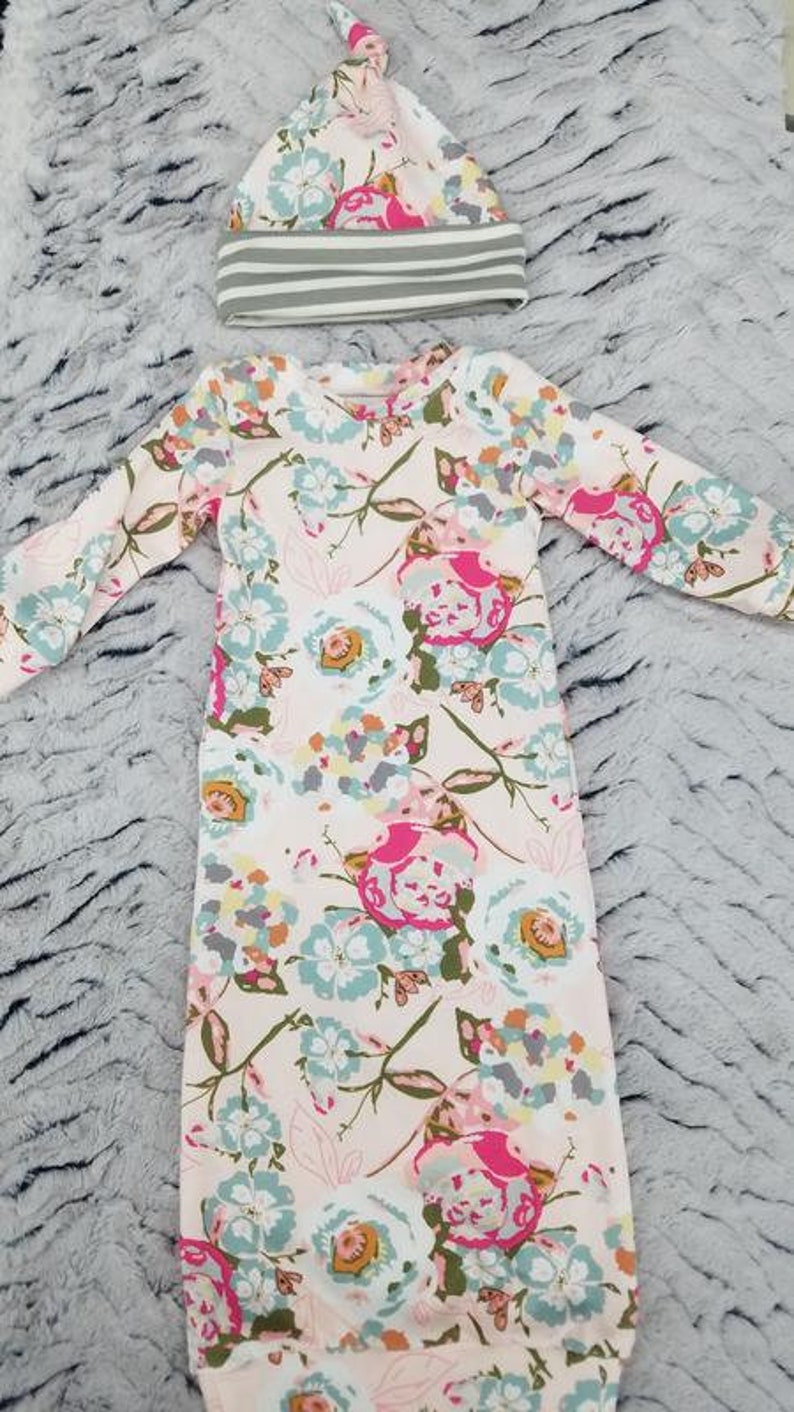 2 Day Ship Going Home Gown Blush Floral infant gown
