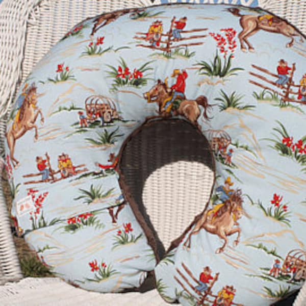 Nursing Pillow Cover - Barn Dandy Cowboy and Brown Minky