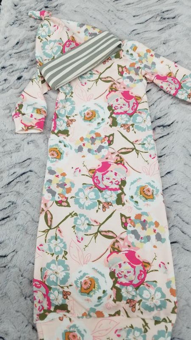 2 Day Ship Going Home Gown Blush Floral infant gown