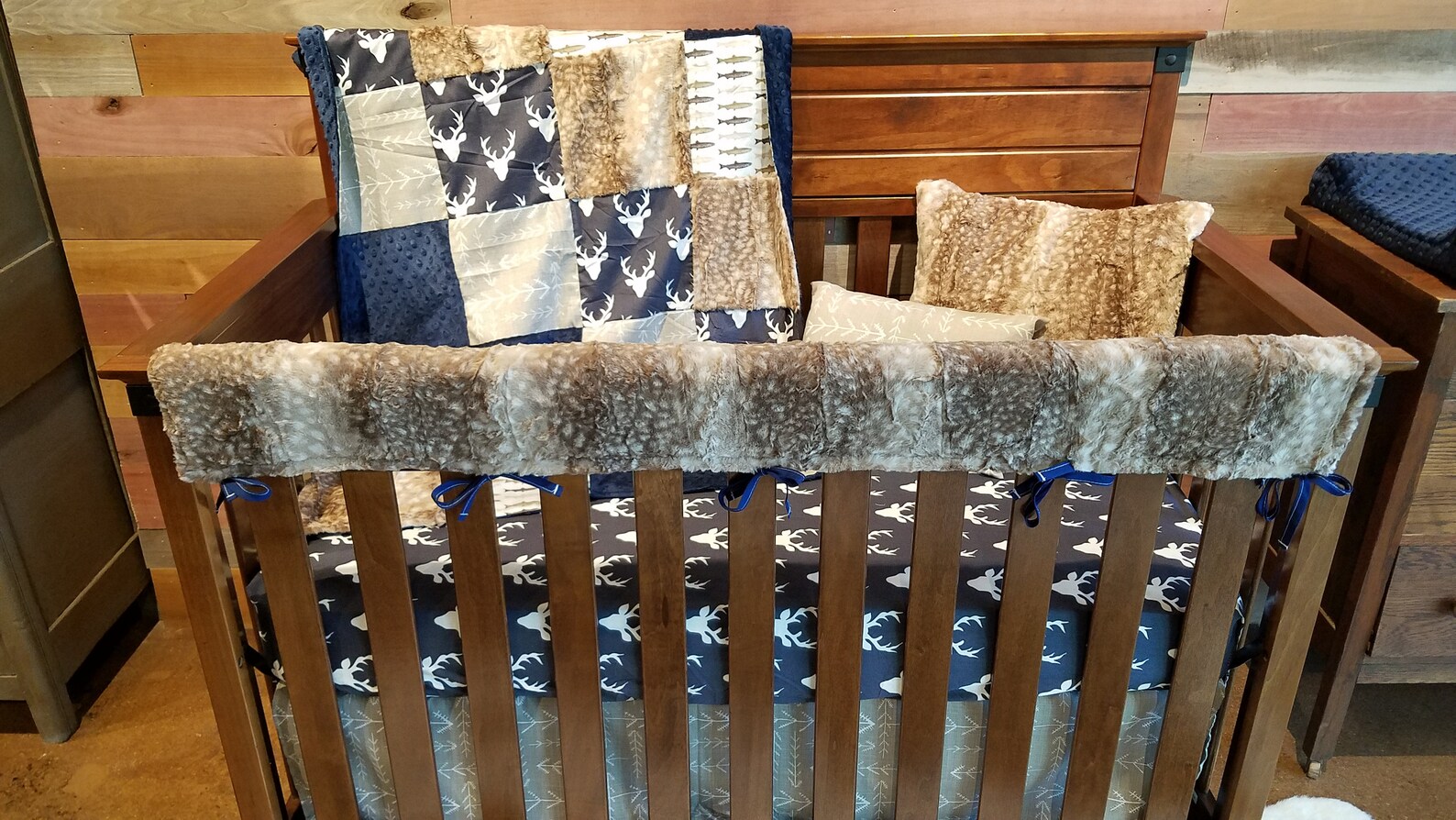 Boy Crib Bedding Deer and Fishing Nursery Set Etsy