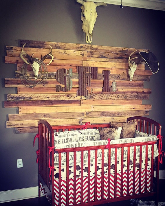 Cowboy Crib Bedding Brown Cowboy Pony Minky And Red Etsy