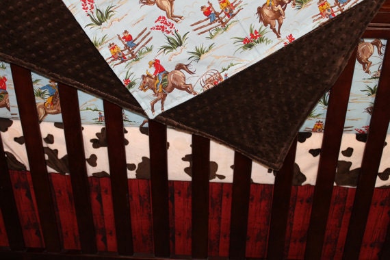 Vintage cowboy baby bedding top