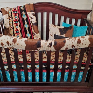 Boy Crib Bedding - Aztec Minky and Cow Nursery Collection