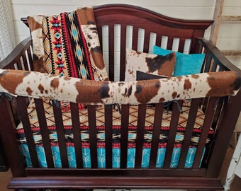 Boy Crib Bedding - Aztec Minky and Cow Nursery Collection