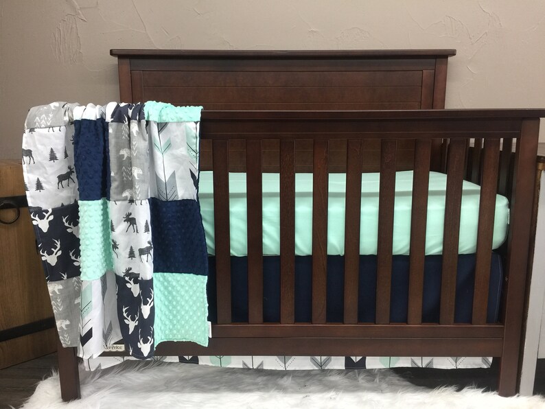Woodland Boy Crib Bedding Boy Baby Bedding Navy Buck Moose Etsy