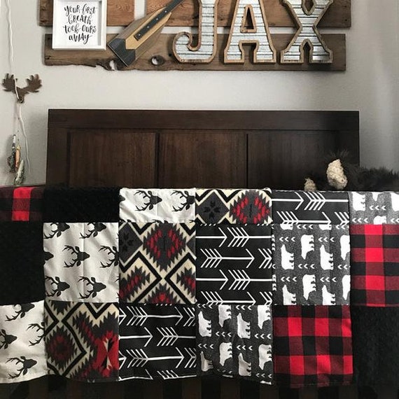 red and black plaid nursery