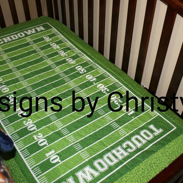 5 Day Ship - Touchdown Football Field Fitted Sheet - Crib, Toddler, Twin, Full