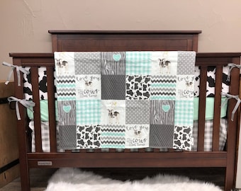 Neutral Crib Bedding - Love You Till the Cows Come Home,  Farm Nursery Set