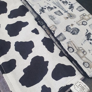 Burp Cloth Set - Farm and Cow Minky Deluxe Burp Cloths