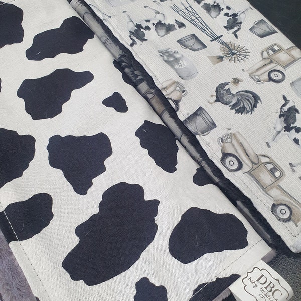 Burp Cloth Set - Farm and Cow Minky Deluxe Burp Cloths