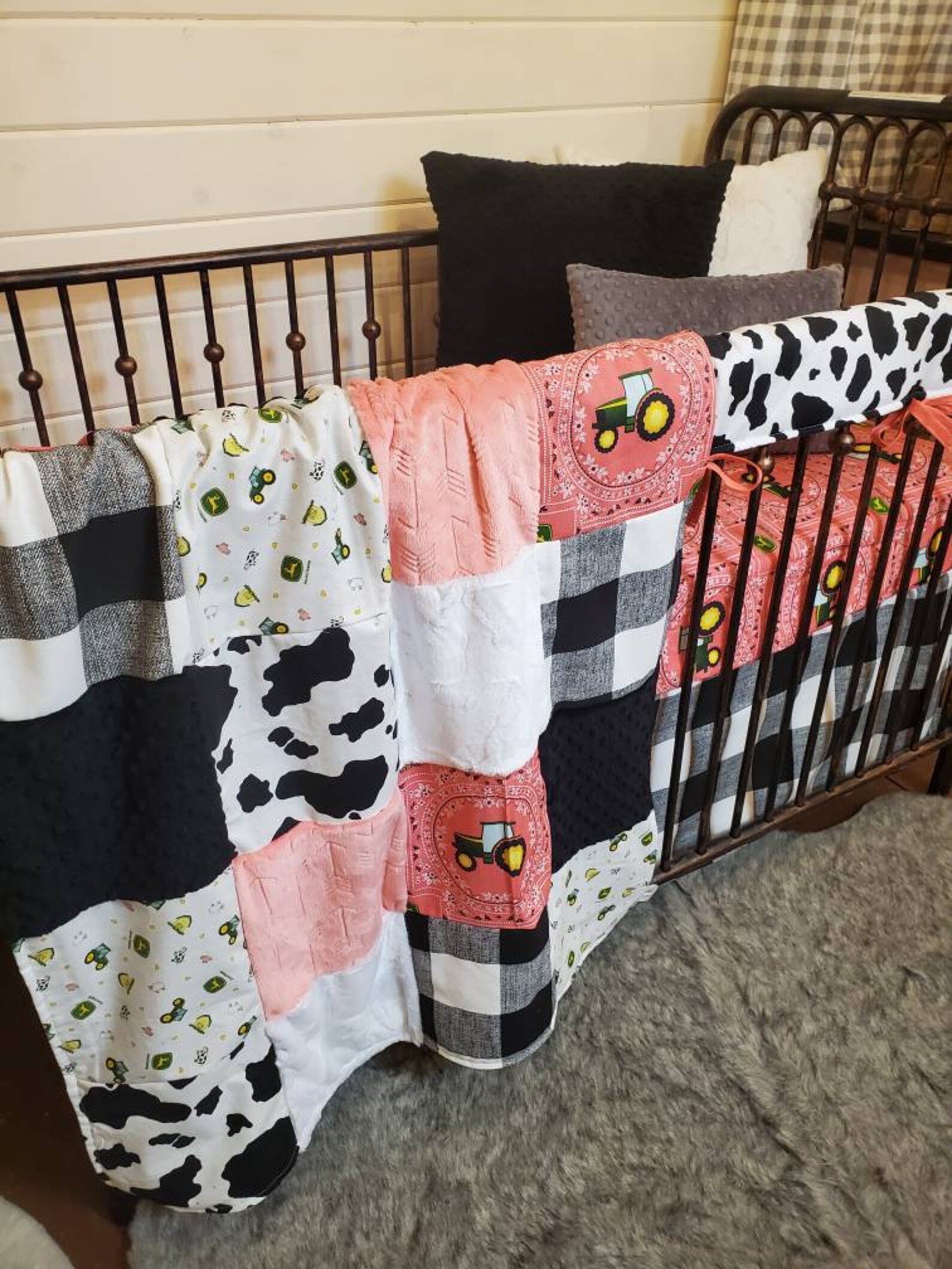 Quick Ship Girl Crib Bedding Tractor and Cow Farm Nursery Etsy