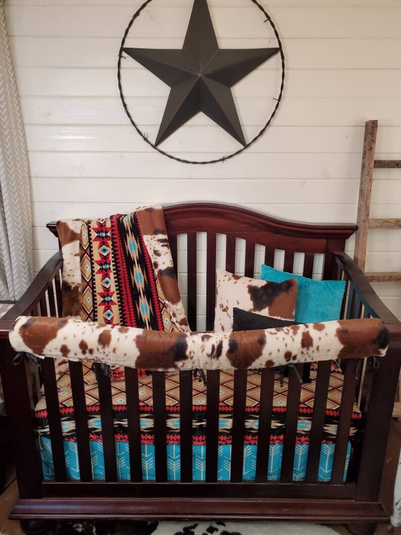 Boy Crib Bedding Aztec Minky and Cow Nursery Collection Etsy