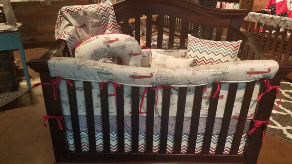 vintage plane crib bedding