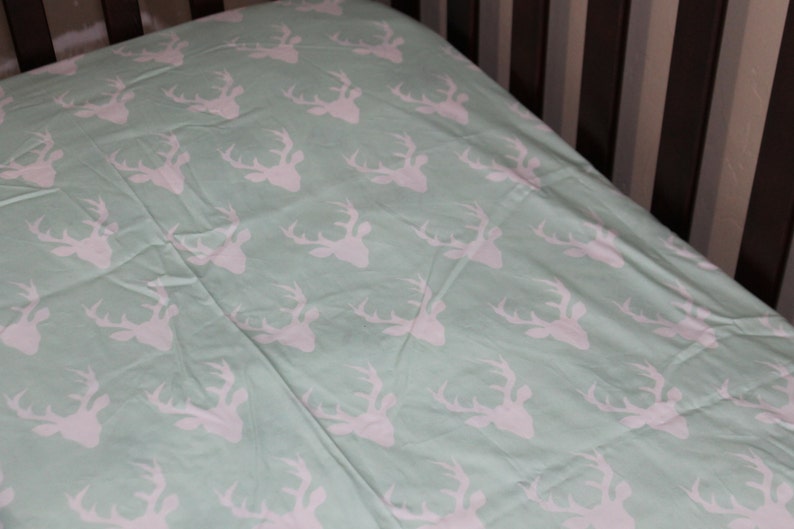 Full Twin Mint Crib Buck Fitted Bed Sheet Mini Crib Pack and Play Navy 2 Day Ship or White with Silver- Cradle White with Black