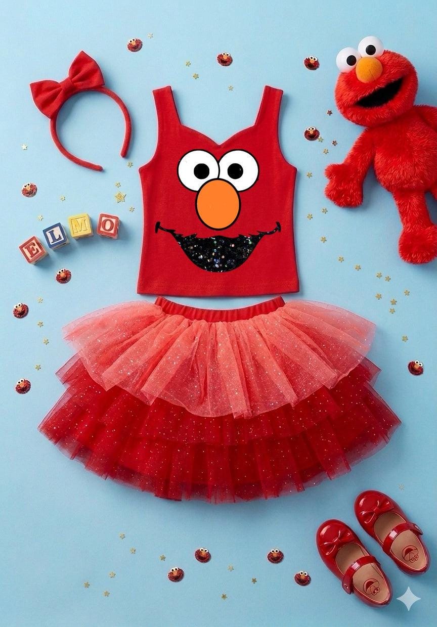 elmo birthday dress 2t Personalized Elmo Face Red Knit Dress main image 0