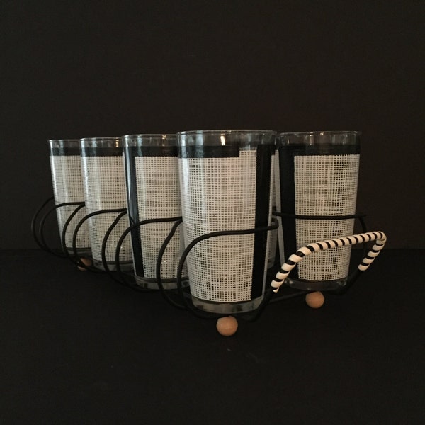 Black and White Barware in Drink Carrier