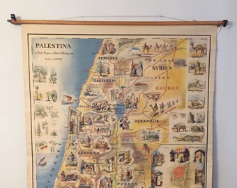 Large Map of Palestine, Published 1960 Swedish Norstedts