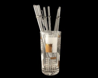 Set Of Eight Long Glass Cocktail Stirrers