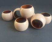 Set of Six Enameled Wooden Ivory Napkin Rings