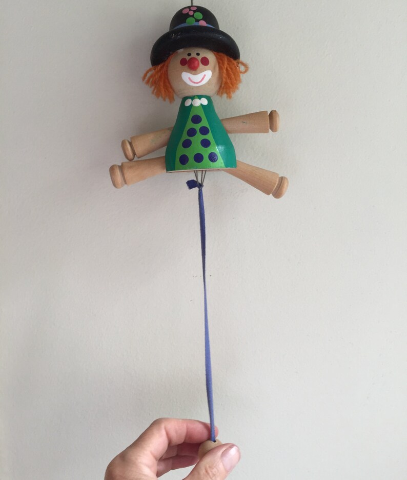 Jumping Jack Pull String Toy Clown Etsy