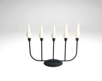 Black Painted Metal Five Arm Candelabra, Simple Beauty