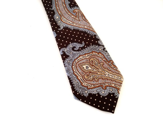 Beau Brummell Paisley Tie: Brown Blue Ivory Vintage - Etsy