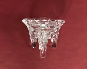 Kosta of Sweden Glass Candle Holder, Igloo Series, Attributed to Görab Wärff, Swedish Scandinavian Glass, Kosta Boda