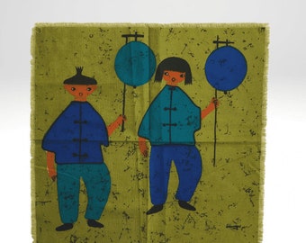 Mid-Century German Printed Cotton Fabric Panel By Traute Sänger