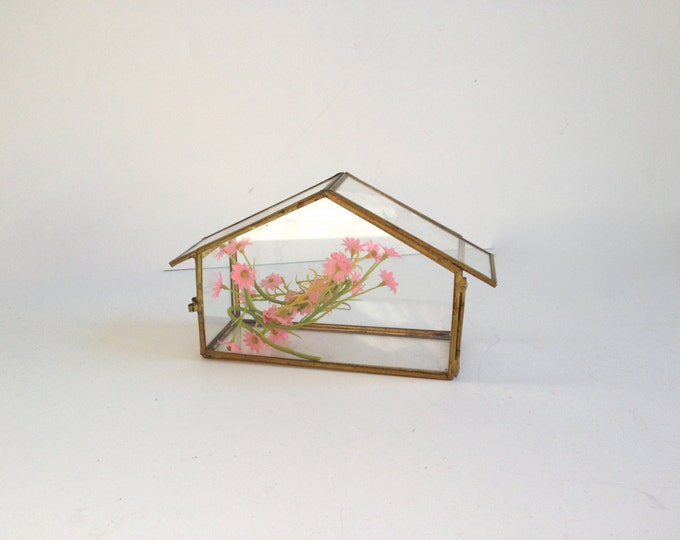 Decorative Brass and Glass House Box Etsy