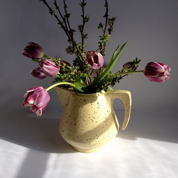 Yellow and Brown Splatter Glaze Ceramic Pitcher/Vase