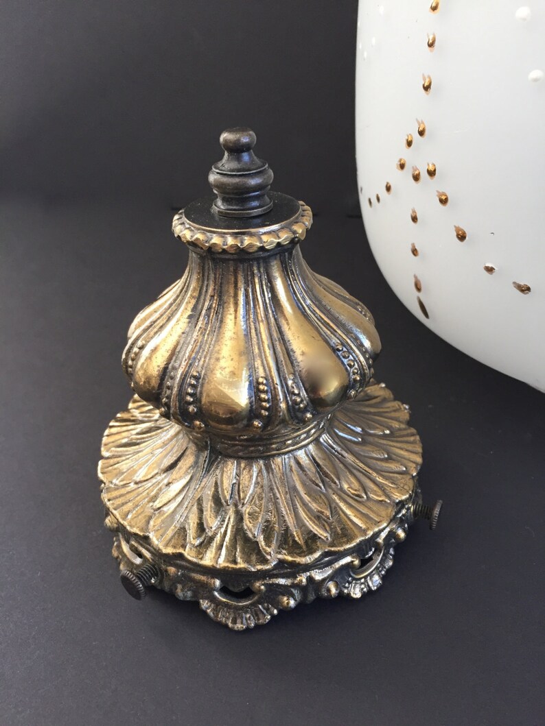 Large Frosted Glass Light Fixture Shade and Finial Etsy