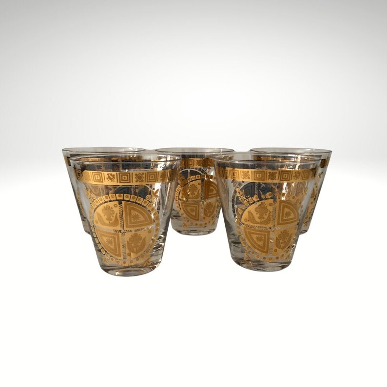 Culver Double Old Fashioned Cocktail Glasses Set of Five in Etsy