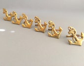 Nautical Brass Napkin Rings, Anchor Design, Beach Cottage Decor