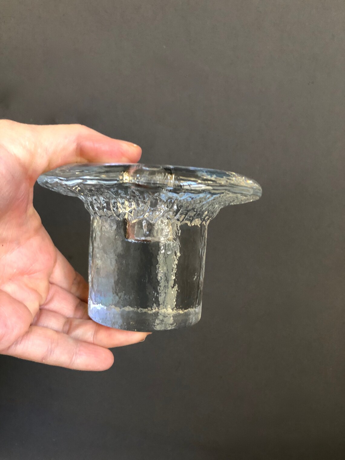 Blenko Textured Clear Glass Candle Holder Mid Century Modern Etsy