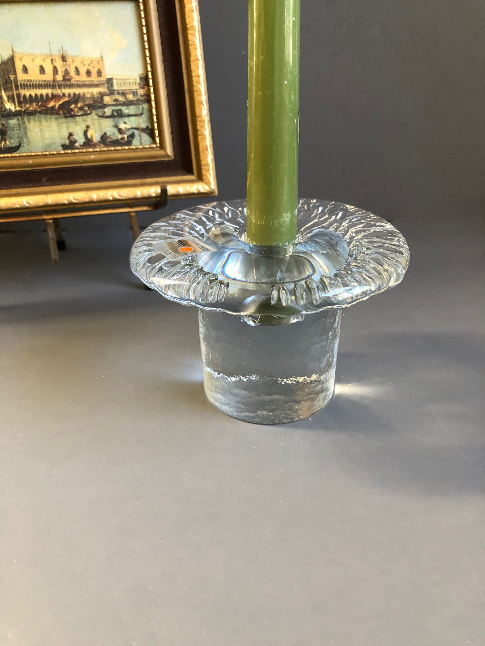 Blenko Textured Clear Glass Candle Holder Mid Century Modern Etsy