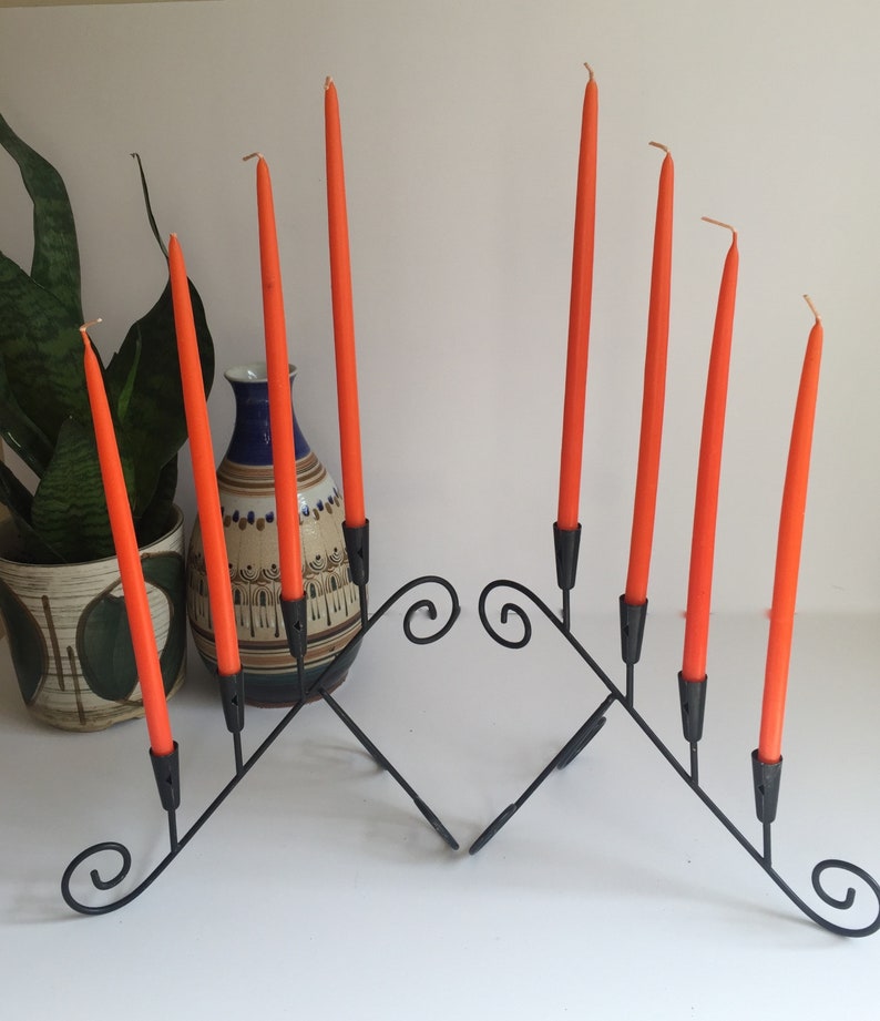 Black Metal Scroll Style Candlestick Holders Etsy