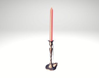 Brass Candlestick Holder with Attached Candle Snuffer