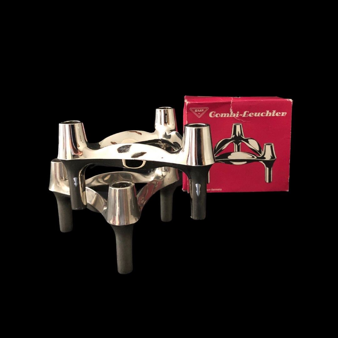 BMF Combi Leuchter Chrome Candlestick Holders, Stackable BMF Combi Leuchter Chrome Candlestick Holders, Stackable