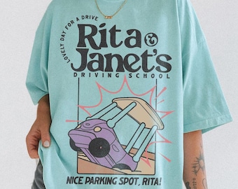 Maglietta vintage "Comfort Colors" della scuola guida di Rita e Janet, maglietta divertente per la scuola guida, maglietta umoristica sugli incidenti stradali, regalo per istruttore di guida