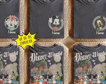 Personalized Disney World Family Shirts, Custom Disney Character Comfort Colors Shirt, Matching Disney Group Trip Tee, Disney Vacation Tee