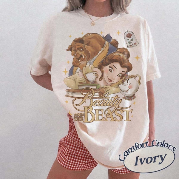 Koszulka z motywem Belli w stylu retro Disney, koszulka z bajki starej jak świat, koszulka z bajki bajkowej w kolorach komfortowych, koszulka z księżniczką Disneya, koszulka z piękną i bestią, koszulka Disney Girls Trip