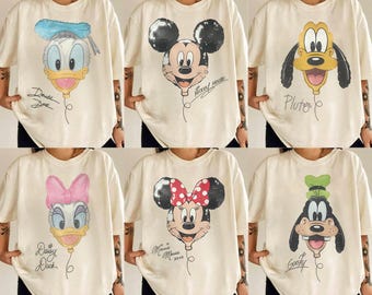 Comfort Colors Personalized Disney Shirt, Disney Balloon Character Tee, Family Disney Vacation Shirt, Disney Group Trip Tee, Disney Fan Gift