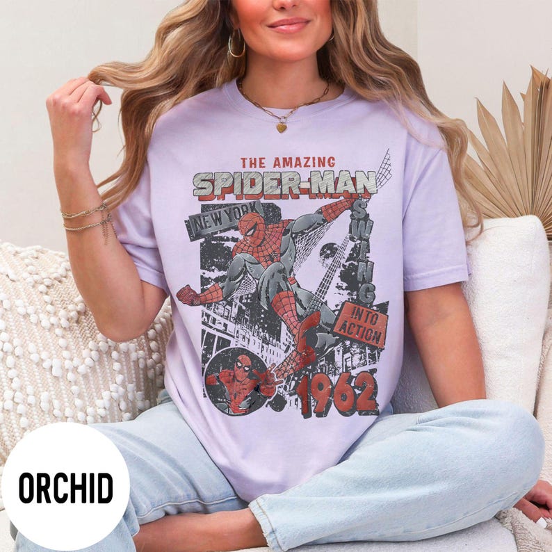 Maglietta retrò Marvel The Amazing Spider-Man 1962, maglietta vintage con copertina del fumetto Amazing Spider-Man, per i fan dell'MCU, maglietta Disney Spider Kids immagine 6