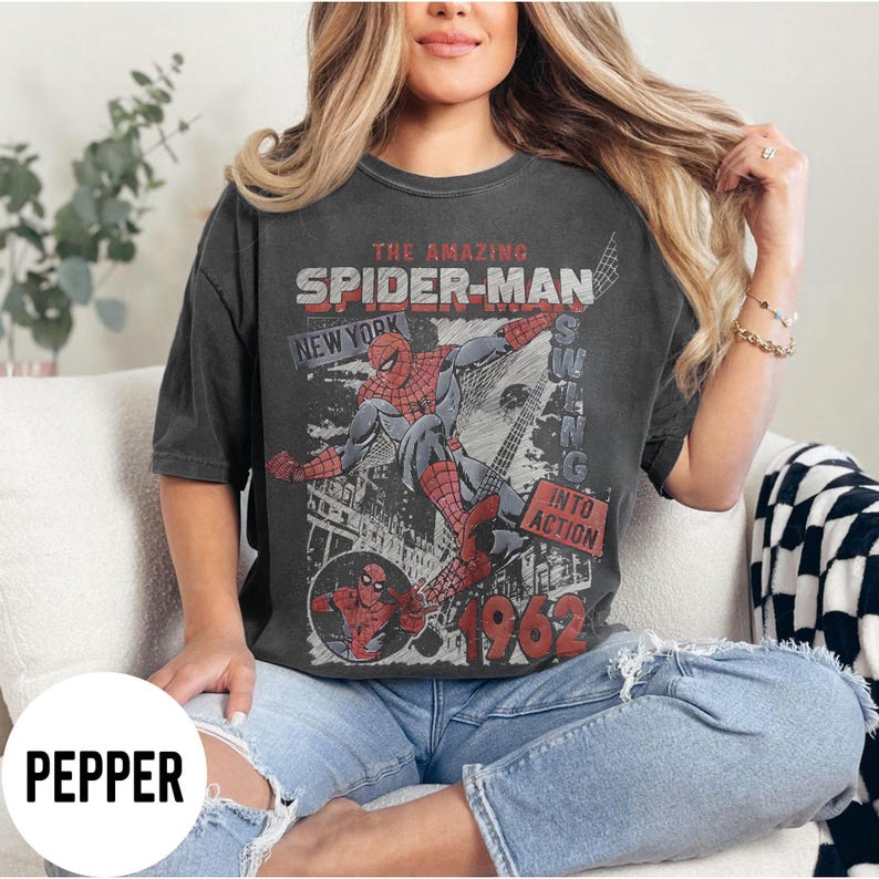 Maglietta retrò Marvel The Amazing Spider-Man 1962, maglietta vintage con copertina del fumetto Amazing Spider-Man, per i fan dell'MCU, maglietta Disney Spider Kids immagine 8