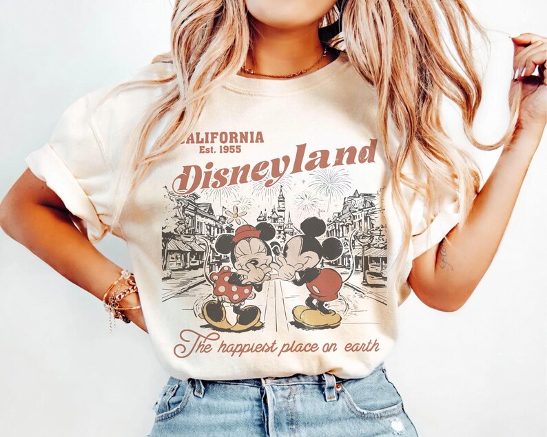 Retro Disneyland Mickey And Minnie Shirt, Disneyland California Est.1955 Shirt, Mickey And Friends Tee, Disney Vacation sweatshirt image 2